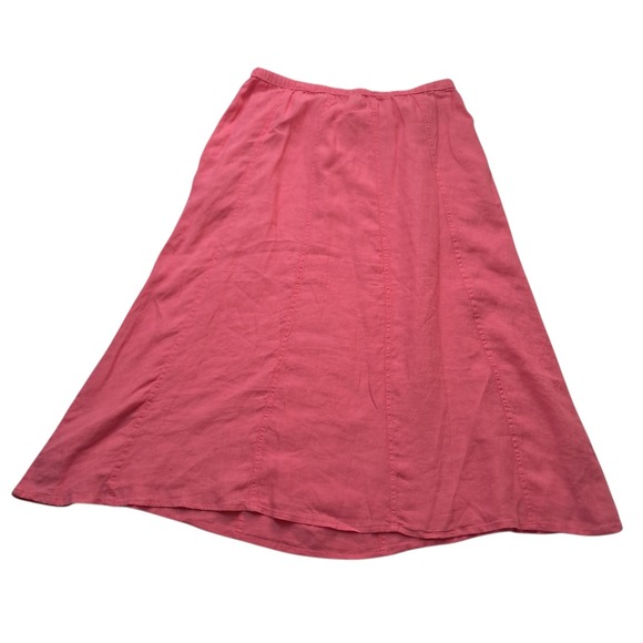 Talbots Linen Drawstring Midi‎ Skirt Women's Large Pink Pull On Pockets Vacation - Picture 3 of 9